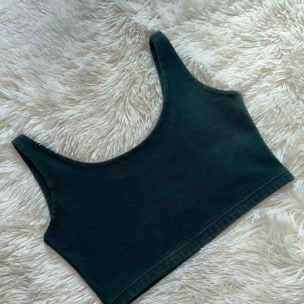 Brandy Melville Dark Green Women's Cropped Tank Top - Picture 5 of 5